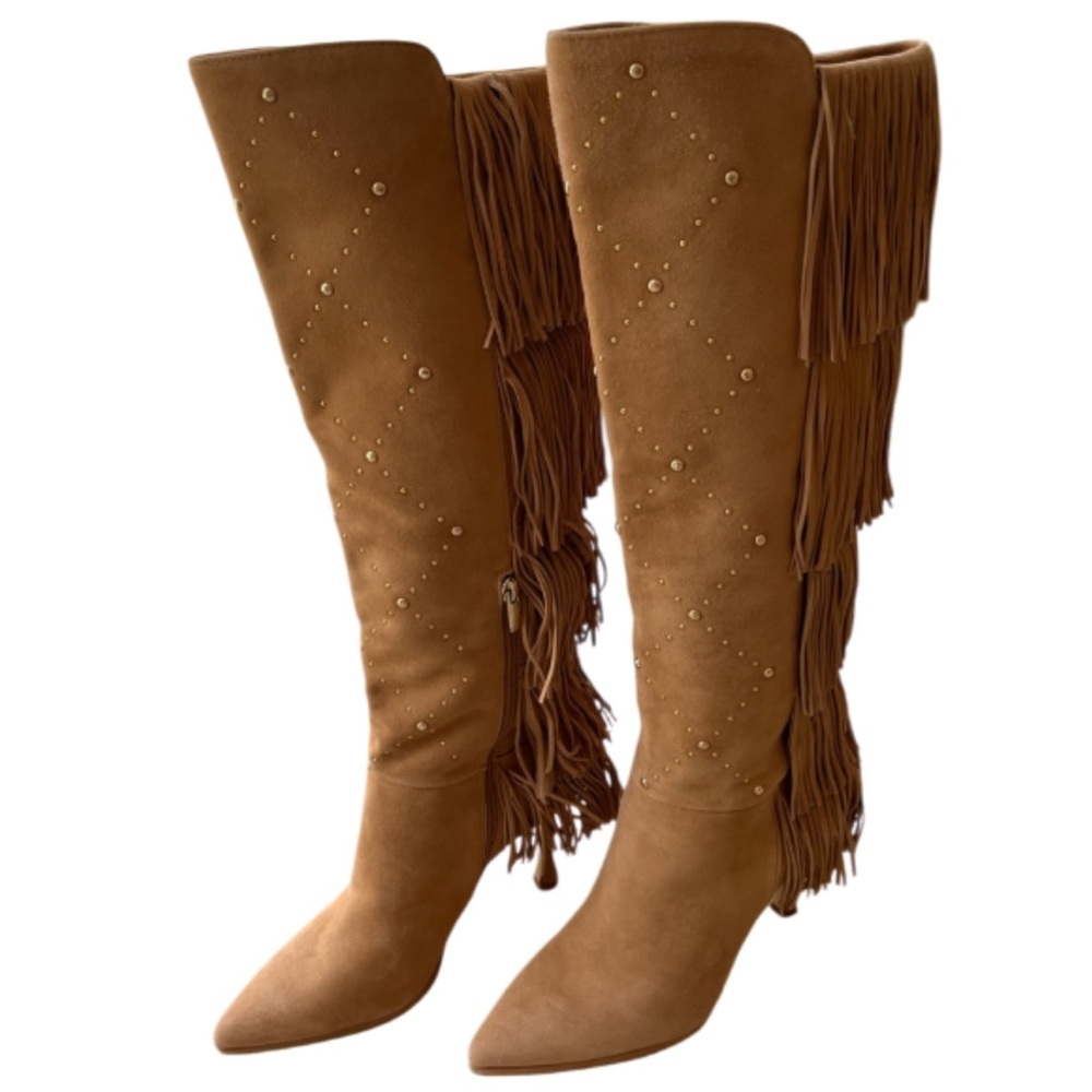 VINCE CAMUTO PANARYAZ LEATHER FRINGE / STUDDED BOOTS- Size 9.5‎